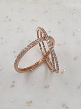 CZ Single Line American Diamond Rose Gold Bangles By Gehna Shop (Set Of 4) Zircon Bangles